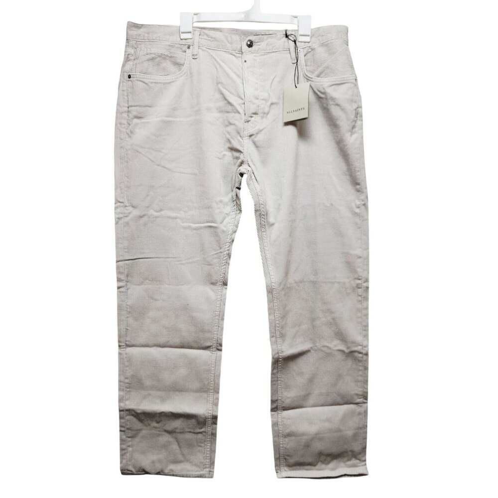 Allsaints Mens Reid Regular Fit Corduroy Pants W38 L32 Straight Leg Rigid bege